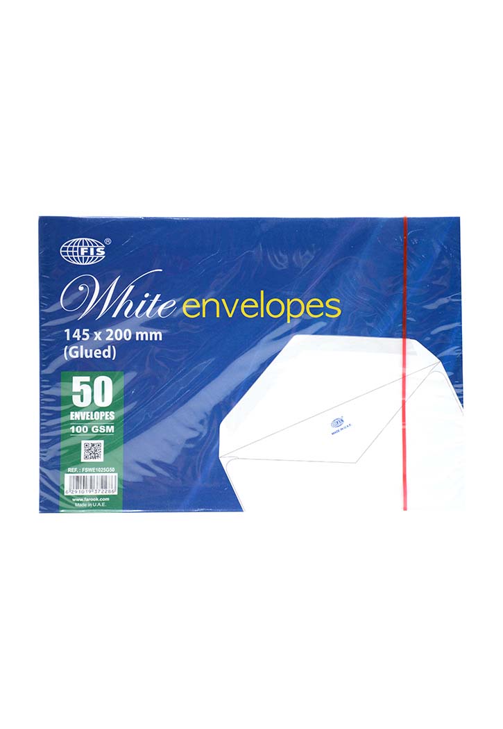 FIS - White Envelopes 145x200MM Glued