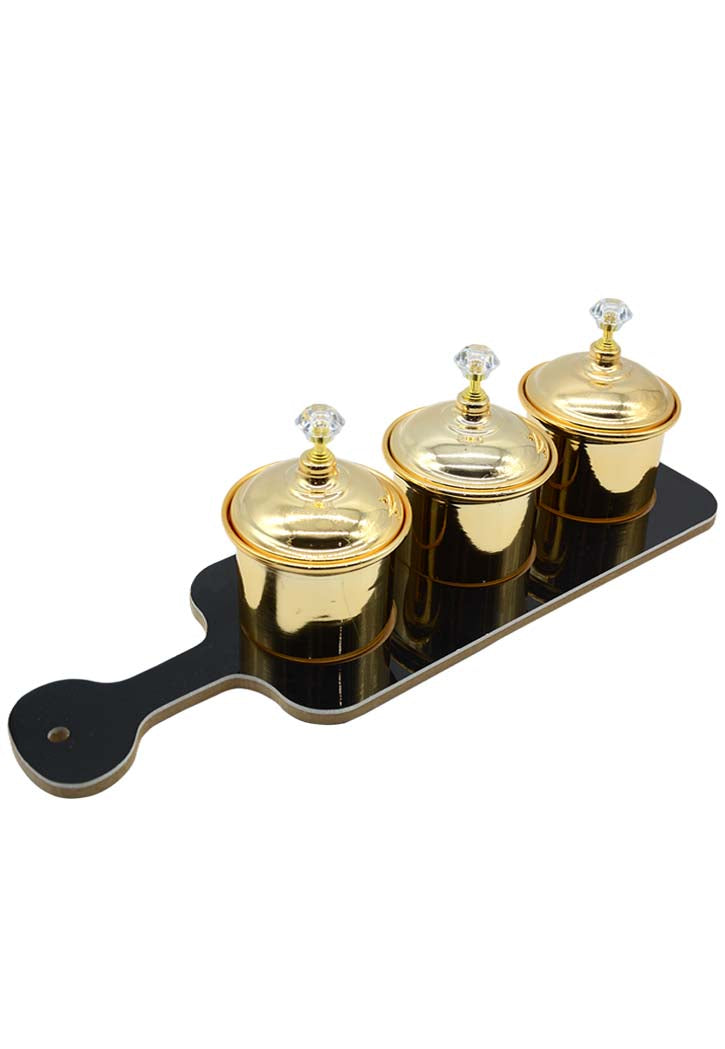 One Handed Wooden Black Tray