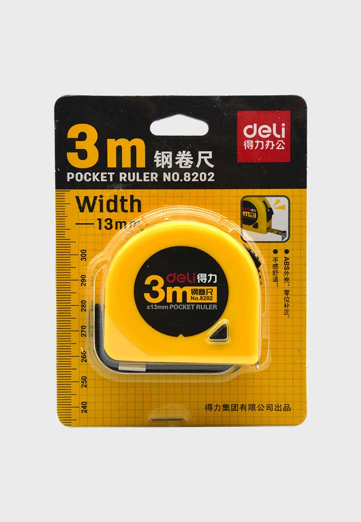 Deli - Linen Measuring Tape With Plastic Case 3Mx13MM