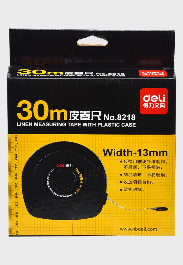 Deli - Linen Measuring Tape With Plastic Case 30M