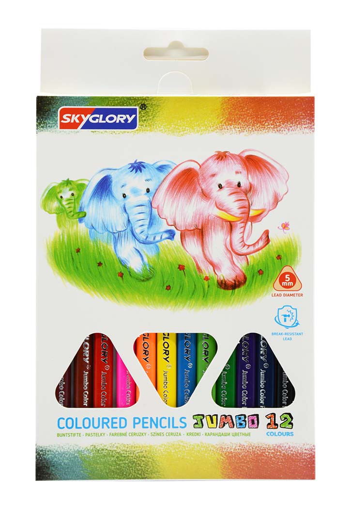 طقم اقلام رصاص خشبية ملونة حجم كبير 5مم 12لون