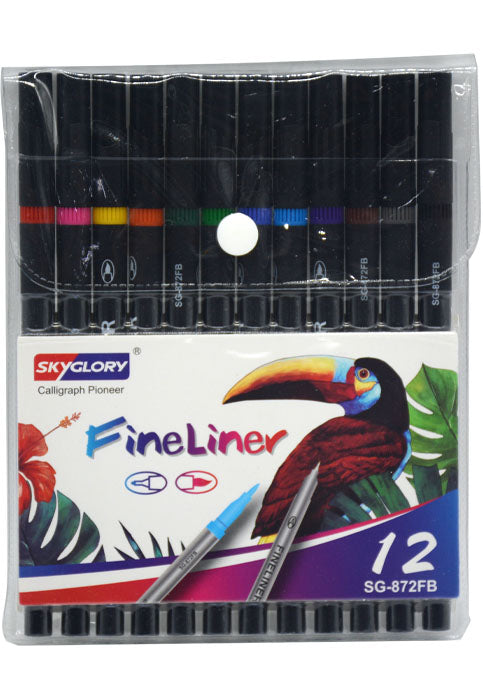 طقم الوان فلوماستر * SKYGLORY PREMIUM FINELINER W/BRUSH PEN 12PCS/PKT