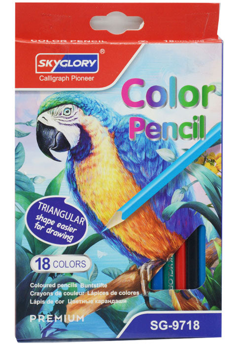 SKYGLORY TRIANGULAR PREMIUM COLOR PENCIL 18COLORS PKT