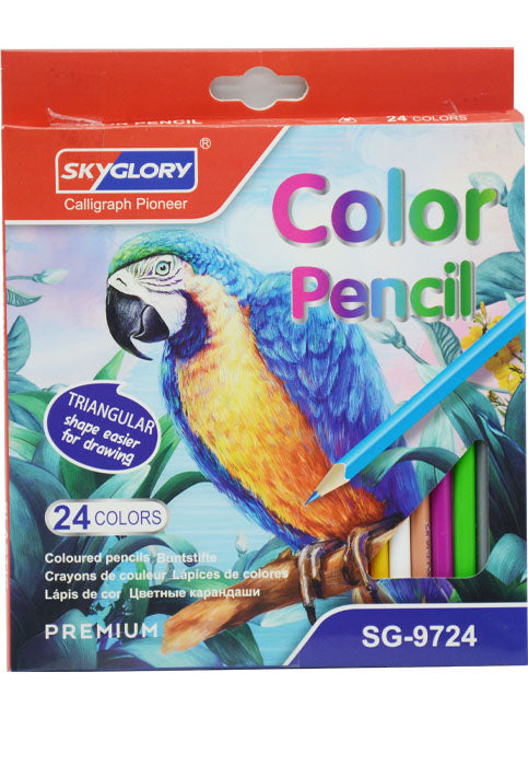 SKYGLORY TRAINGLE PREMIUM COLOR PENCIL 24COLORS PKT