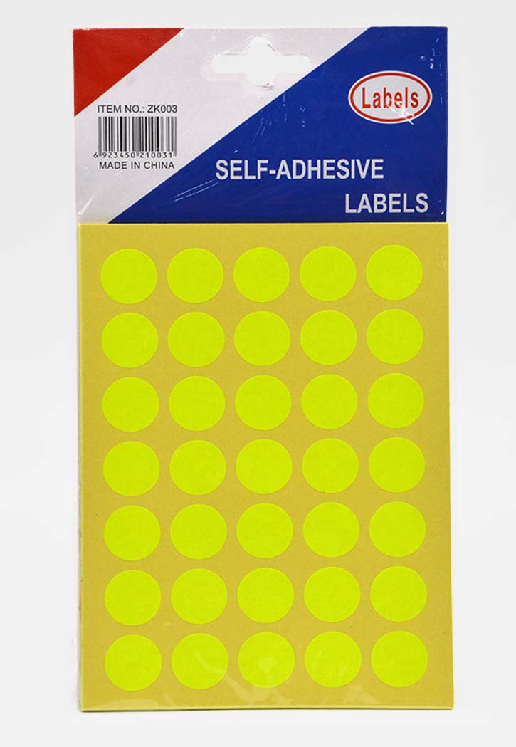Fluorescent Color Round Labels 10SHT 18MM