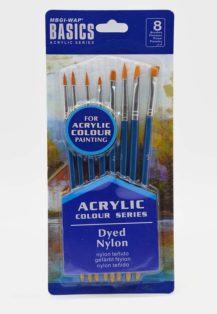 Basics - 8 PCS Brushes For Acrylic Color
