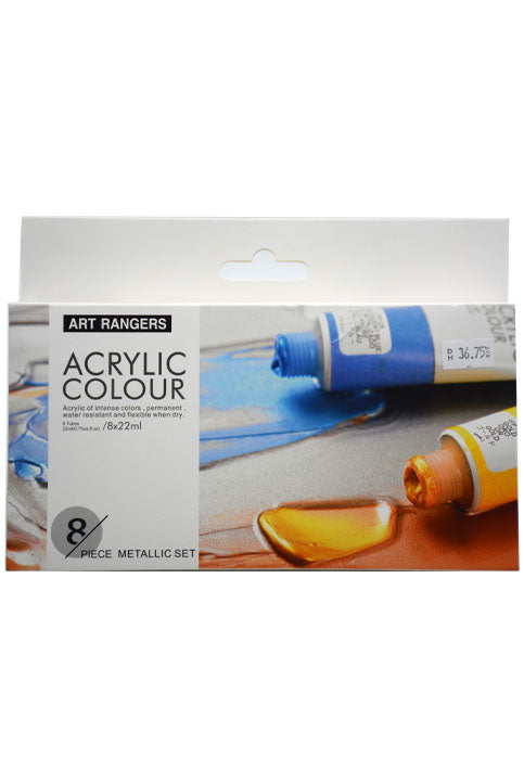 ART RANGER ACRYLIC COLOUR 8X22ML METALLIC COLOR