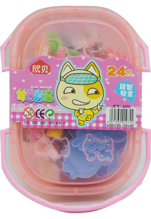 معجون بوليمر ملون مع قوالب 24قطعة -سلة بلاستيكية شفافة PLAY DOUGH 24PCS IN TRANSPARENT BASKET 2292