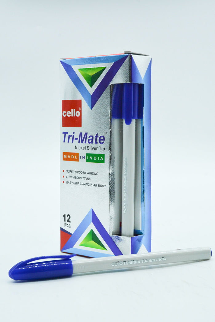 قلم حبر ازرق 12-Piece Cello Trimate Ball Pen (Blue)