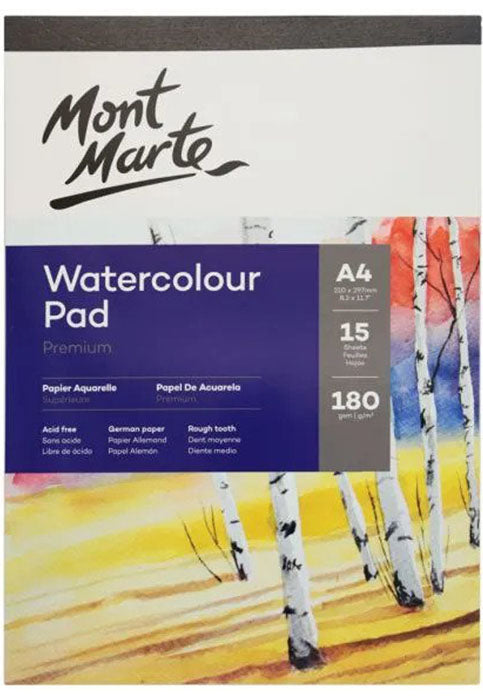 MONT MARTE WATER COLOUR PAD 15SHEET 180GSM A4