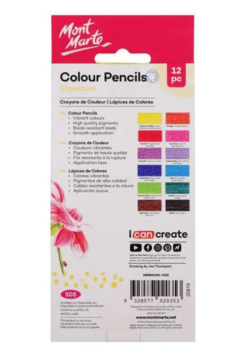 MONT MARTE SIGNATURE COLOUR PENCILS 12PCS/PACK