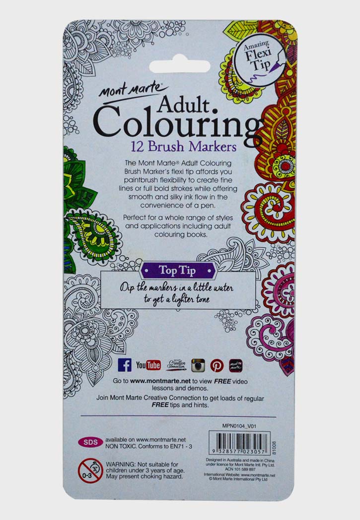 Mont Marte - Coloring Brush Markers 12PCS