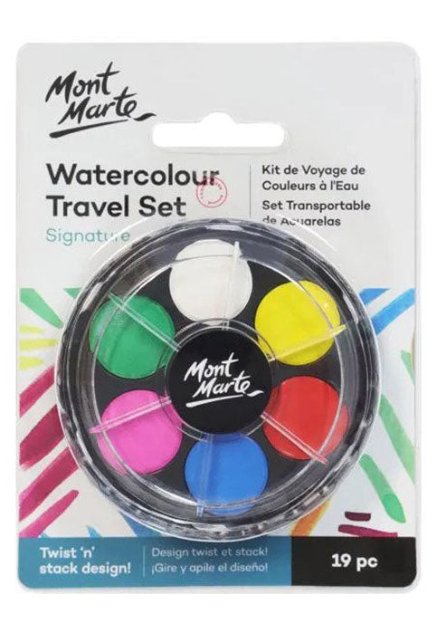 MONT MARTE SIGNATURE WATERCOLOUR TRAVEL SET 19PCS BLISTER