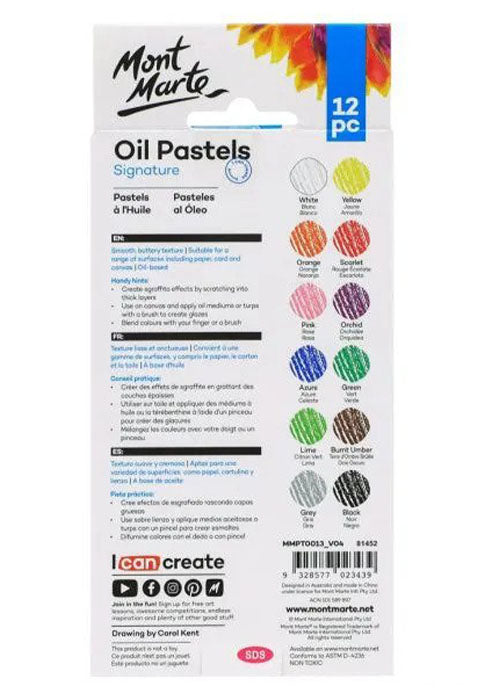 MONT MARTE SIGNATURE OIL PASTELS 12PCS/PACK