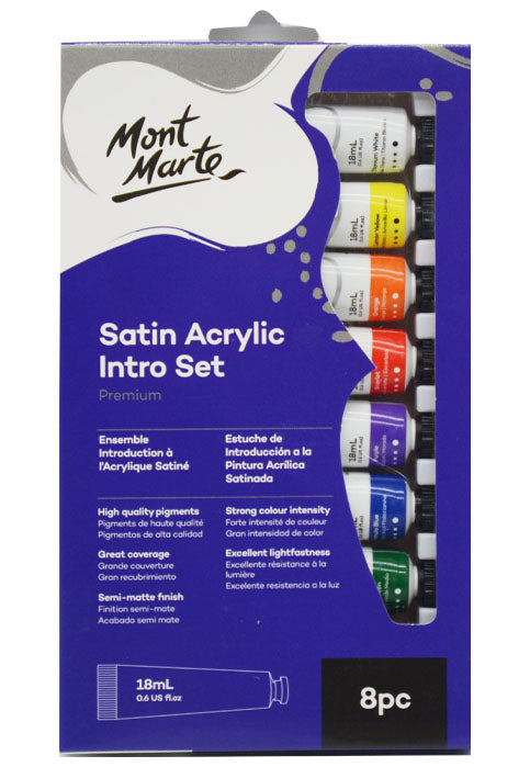 طقم انابيب الوان اكرليك ستان- مونت مارت MONT MARTE SATIN ACRYLIC INTRO SET 8COLX18ML