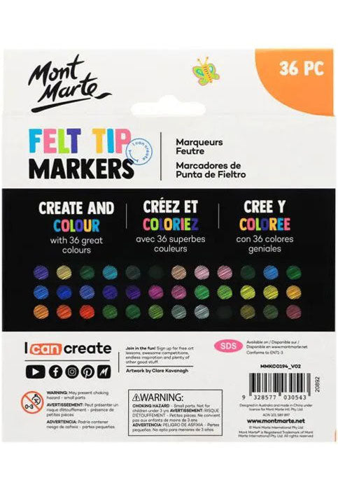 MONT MARTE FELT TIP MARKERS 36PCS/PACK