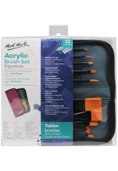 MONT MARTE SIGNATURE ACRYLIC BRUSH SET 11PCS/PKT