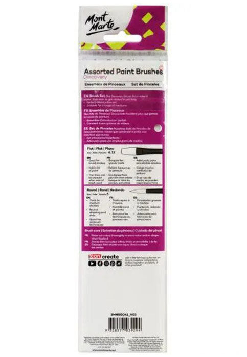 MONT MARTE ASSORTED PAINT BRUSHES 4PCS/PKT
