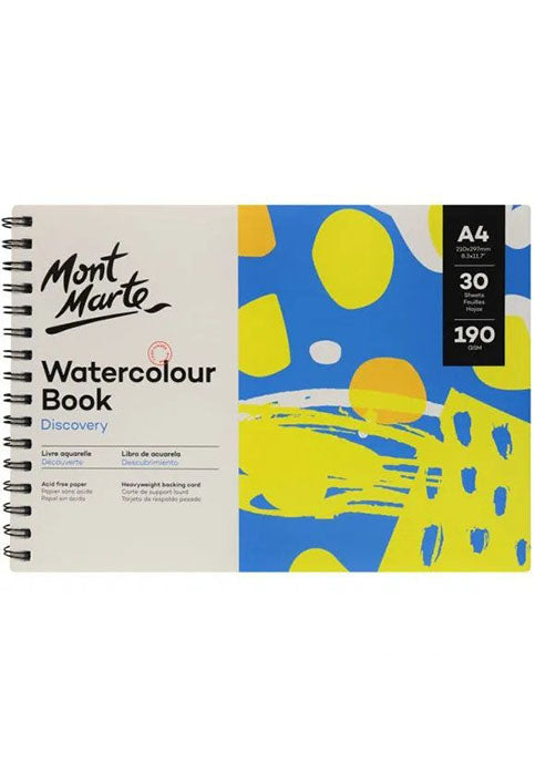 MONT MARTE SPIRAL WATERCOLOUR BOOK 190GSM 30SHT A4