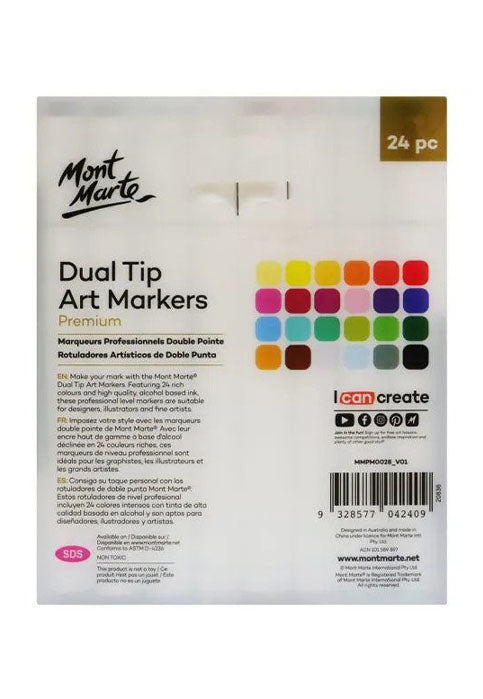 MONT MARTE PREMIUM DUAL TIP MARKERS 24PCS/PACK