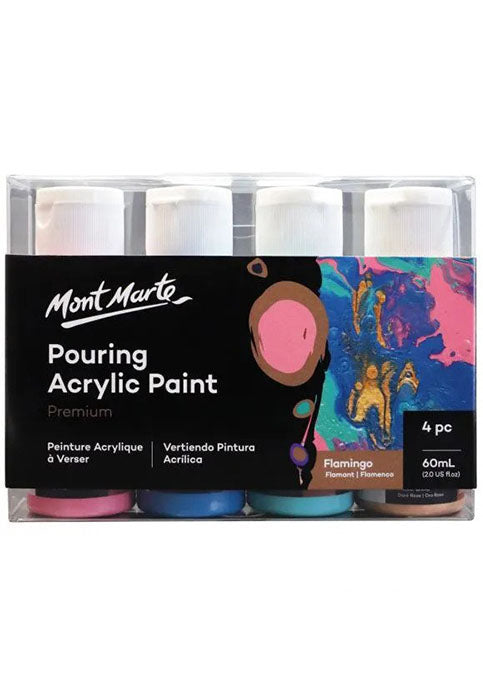 MONT MARTE PREMIUM POURING ACRYLIC PAINT 4COLX60ML-FLAMINGO