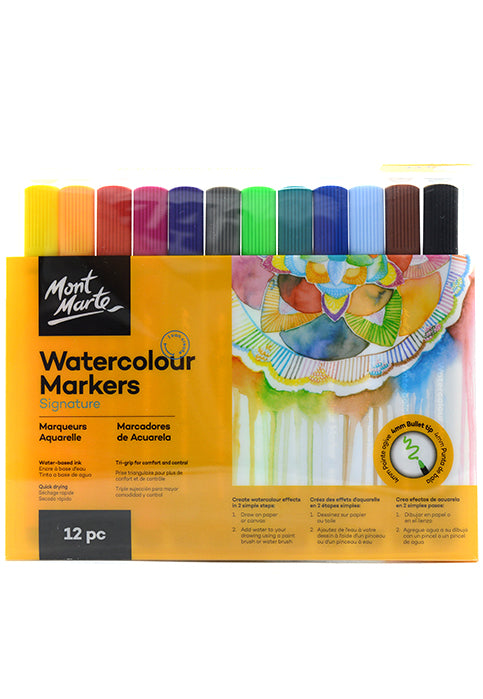 MONT MARTE SIGNATURE WATERCOLOUR MARKERS 12PCS PKT
