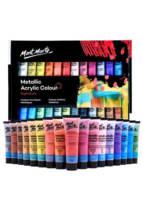 طقم الوان اكرليك لامعة - مونت مارت MONT MARTE METALLIC ACRYLIC COLOUR SIGNATURE 24COLX36ML