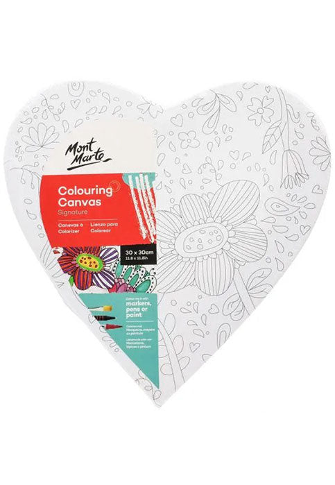 MONT MARTE COLOURING CANVAS 30X30CM HEART SHAPE