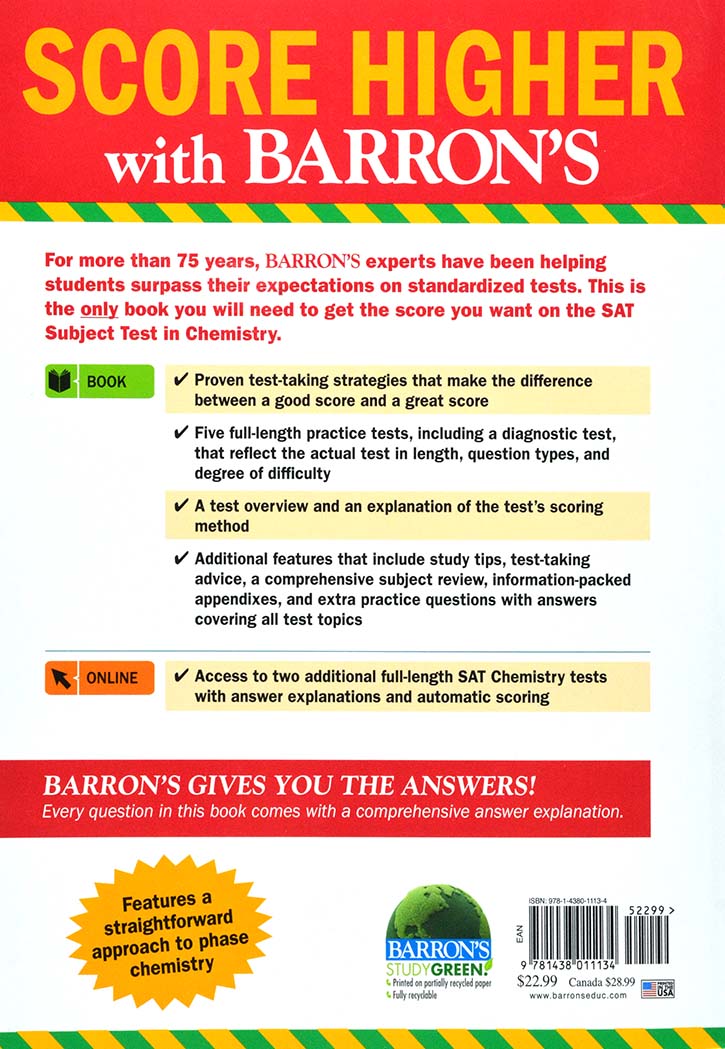 SAT SUBJECT TEST CHEMISTRY 14TH EDITION