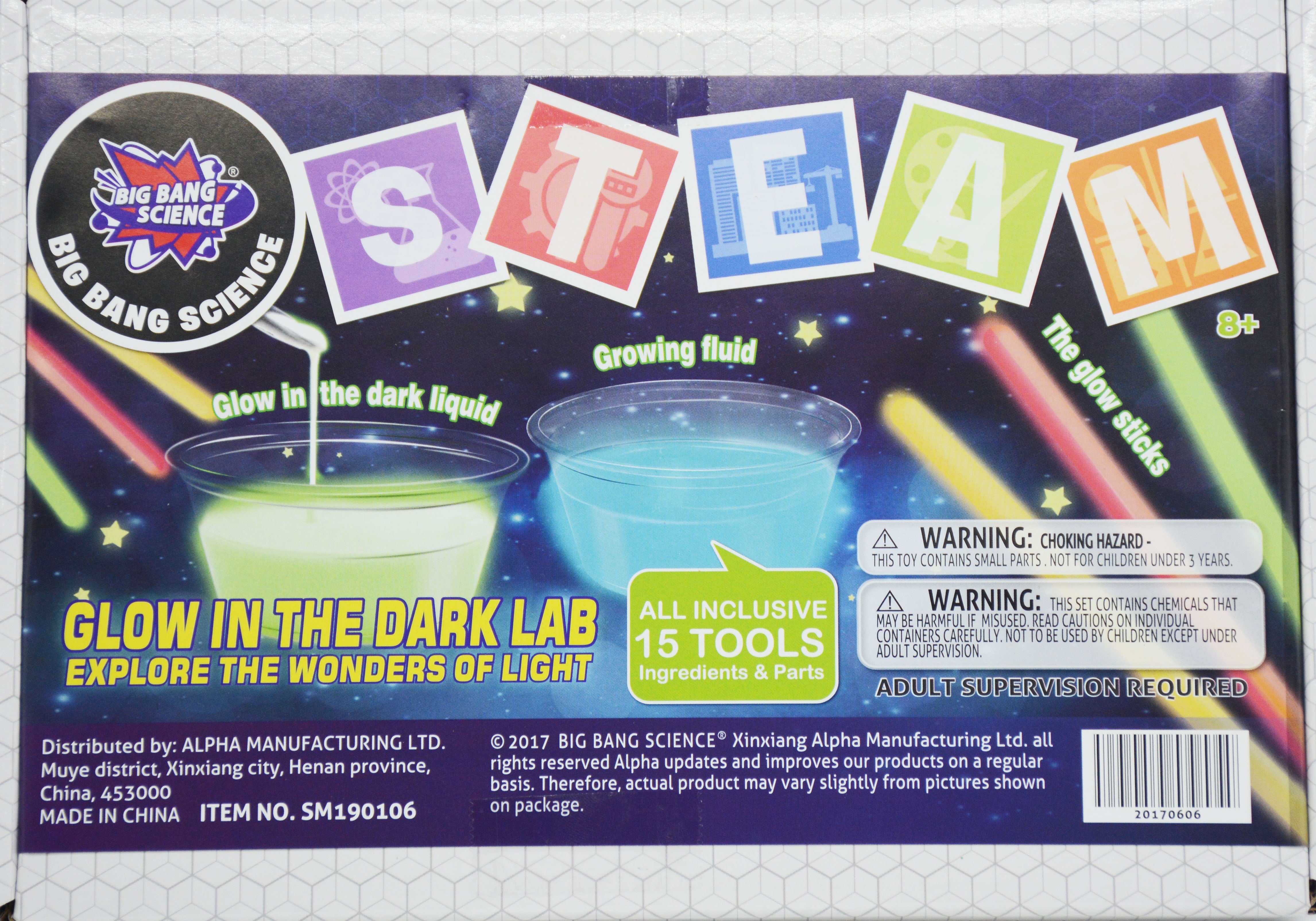 BIG BANG SCIENCE-GLOW IN THE DARK LAB 15TOOLS