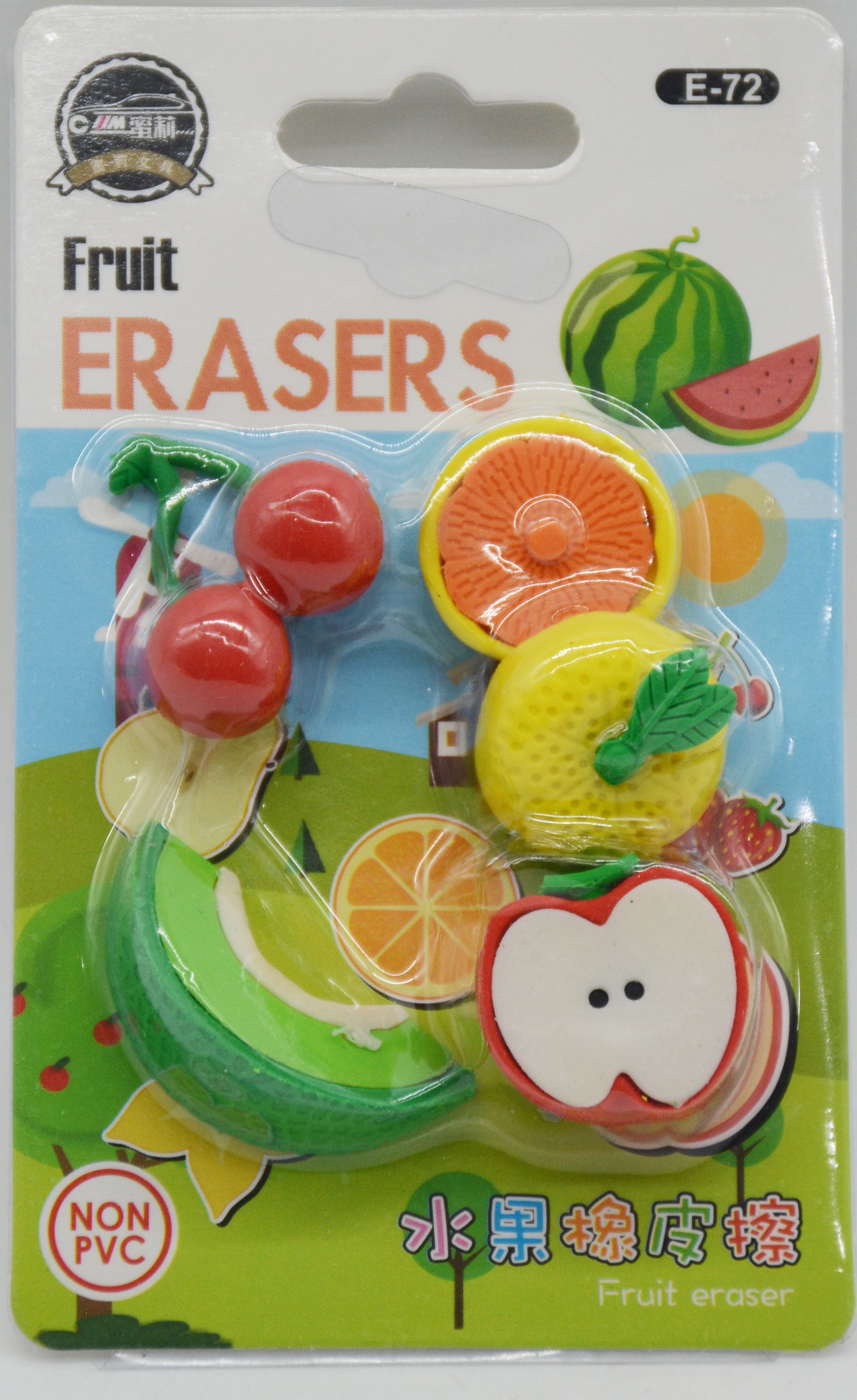 FRUIT ERASER 5PCS BLISTER رزمة محايات - فواكه