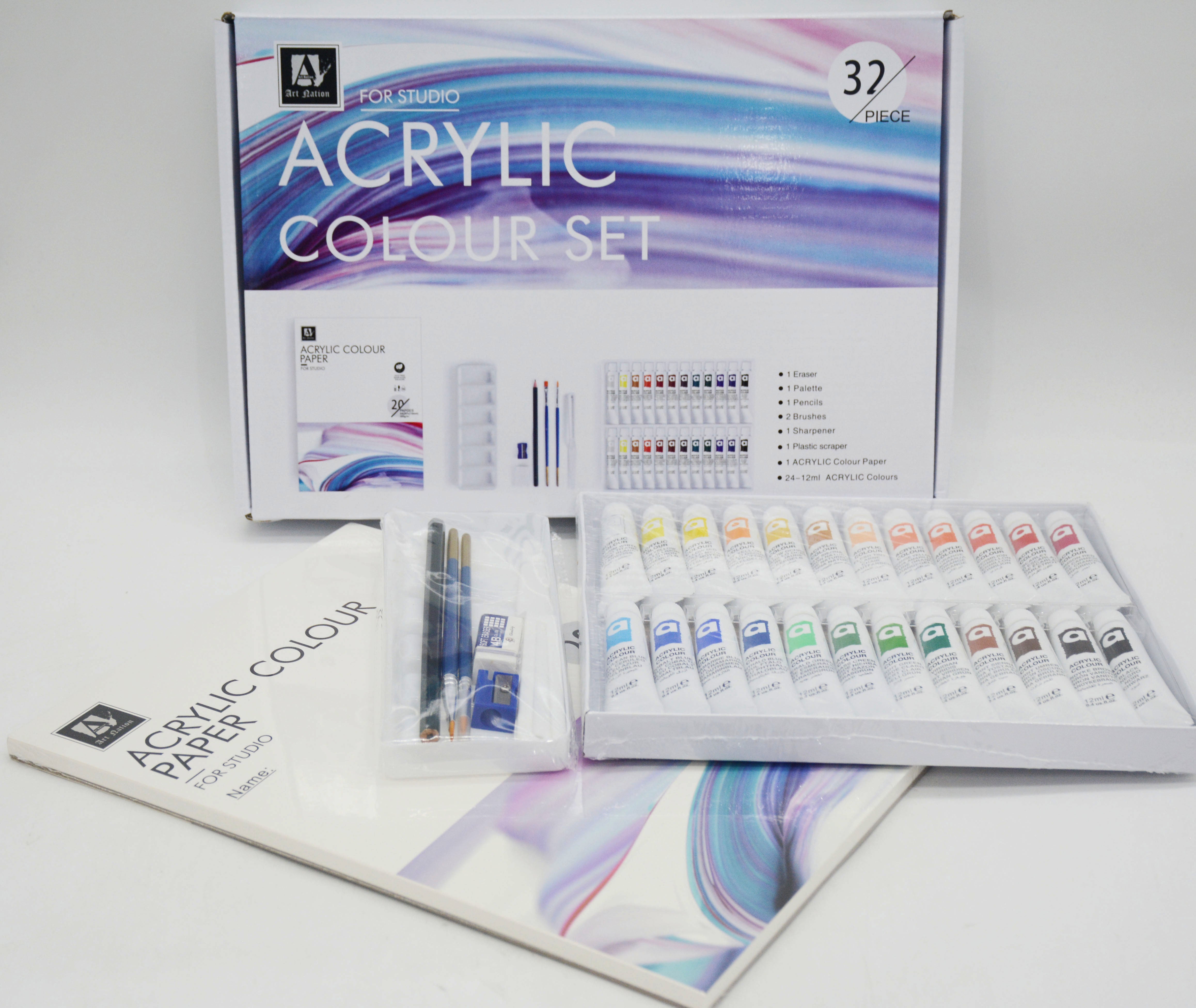 ART NATION FOR STUDIO ACRYLIC COLOUR SET 32PIECE