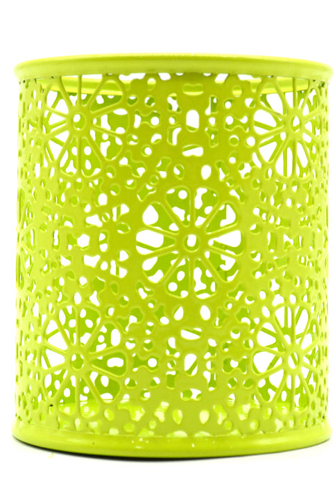 حاملة اقلام معدنية موردة حاملة اقلام معدنية موردة - METAL ROUND PEN HOLDER FLOWER DESIGN