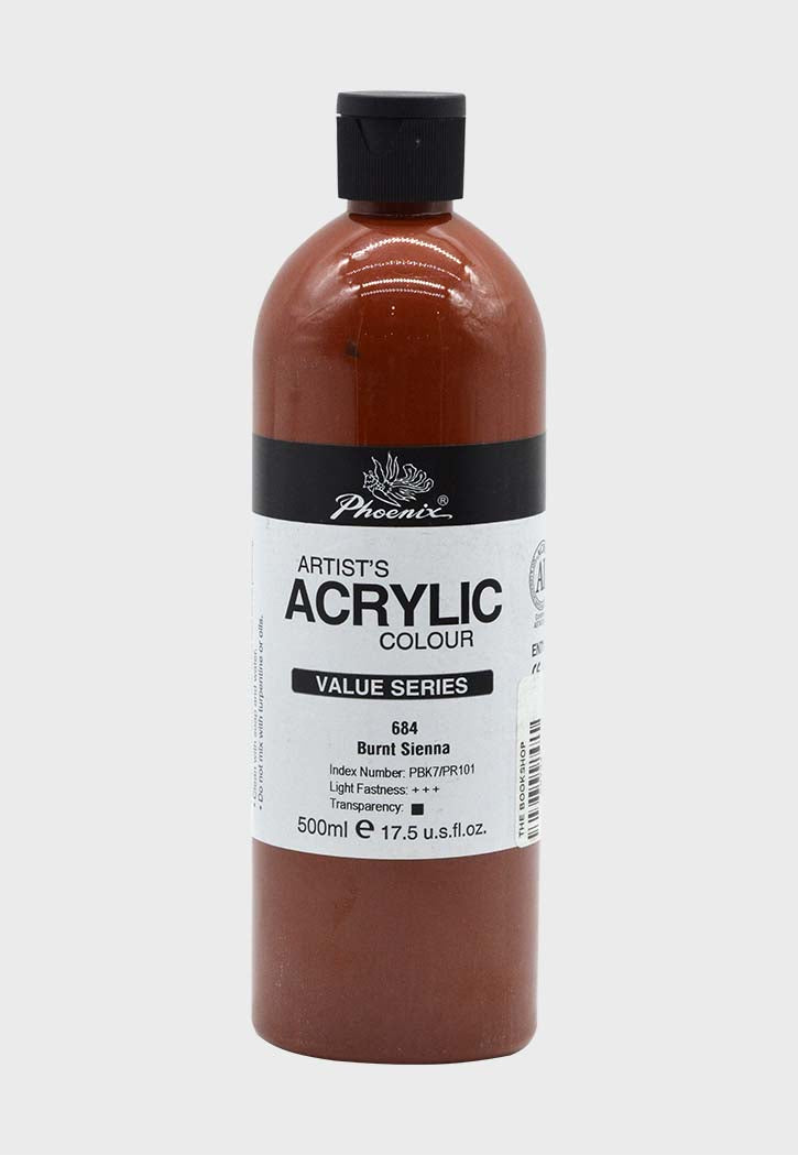 PHOENIX ACRYLIC COLOUR BOTTLE 500ML BROWN#684