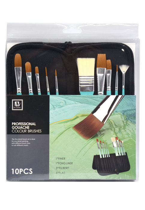 ART NATION PROFESSIONAL GOUACHE COLOUR BRUSHES 10PCS PACK