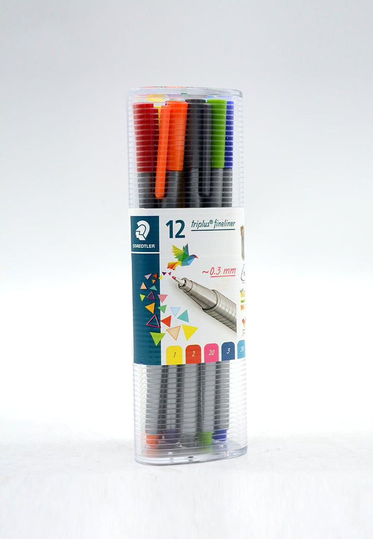 STAEDTLER 12 TRIPLUS FINELINER PEN IN TUBE 0.3MM علبة اقلام فلوماستر خط رفيع 0.3مم 12 لون