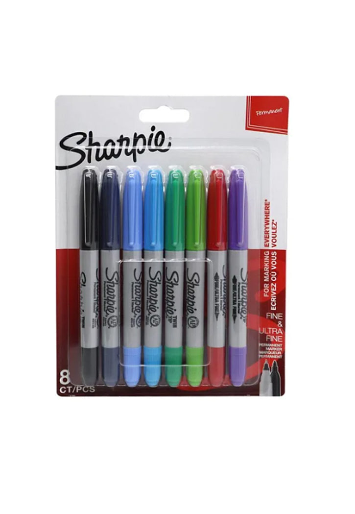 علبة اقلام تظهير دائم راس مزدوج 8 لون