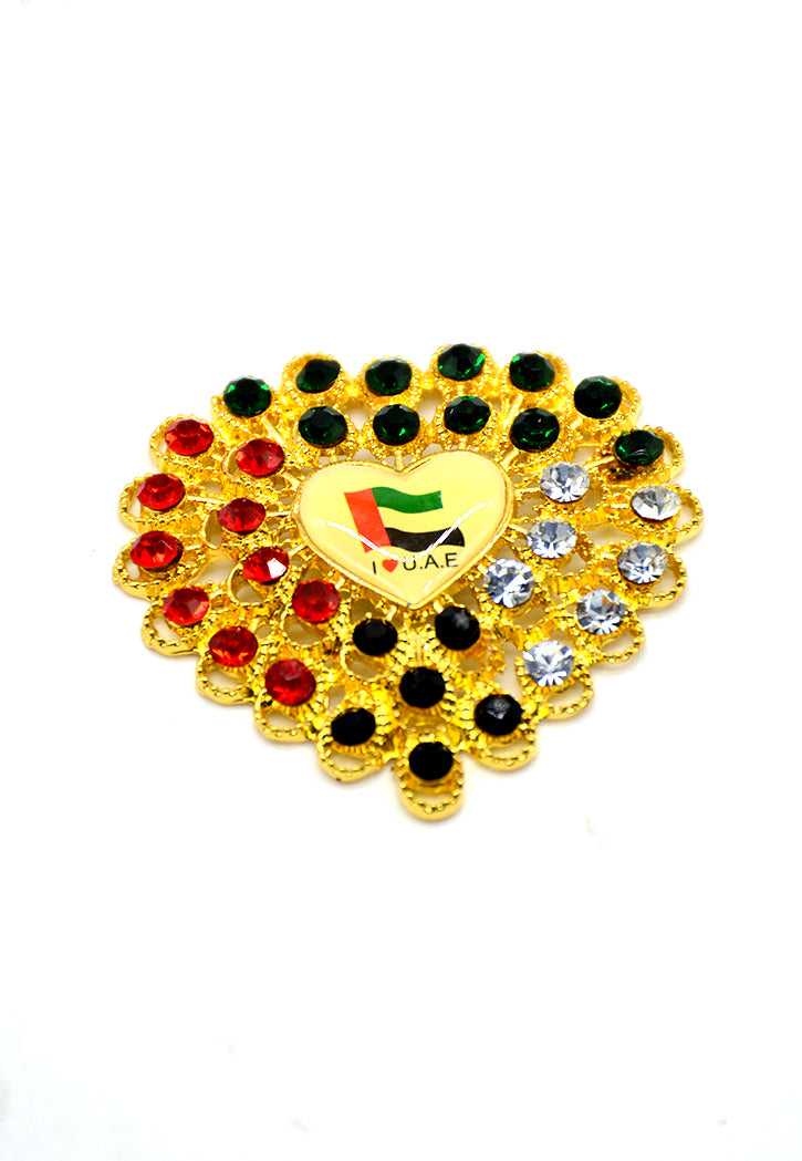 HEART SHAPE MAG.BROOCH W/STONE