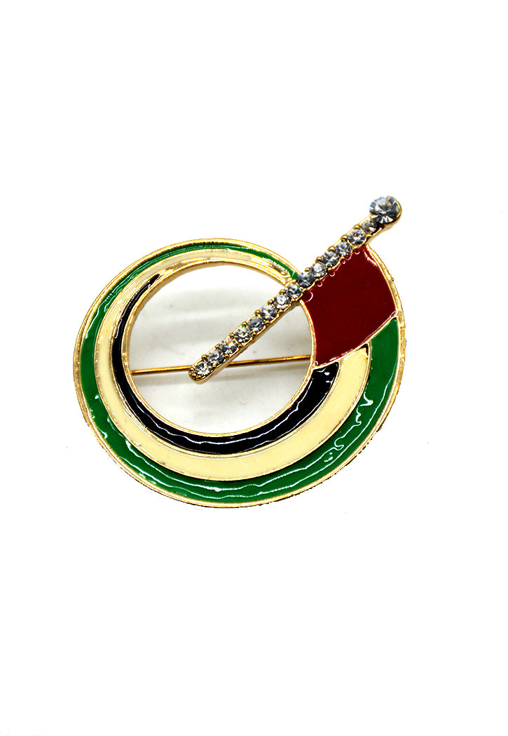 UAE FLAG RND BADGE PIN W/STONE