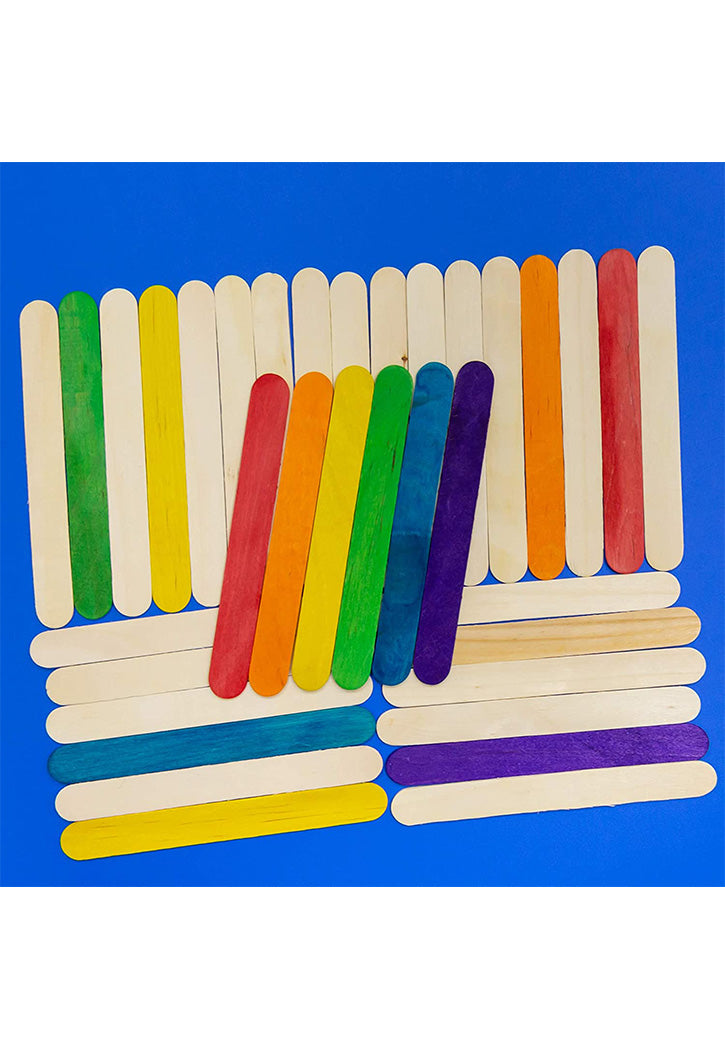 CRAFT WOODEN STICKS BIG COLOR 50P/PKT 150MM