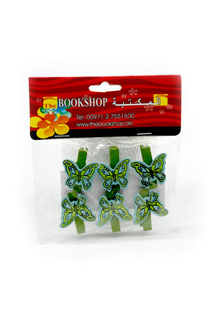 CRAFT WOODEN CLIP 6PCS BUTTERFLY DECOR