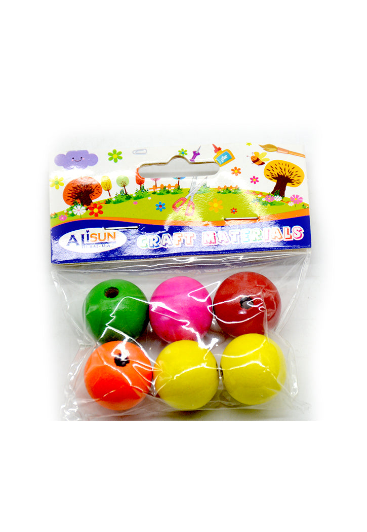 ALISUN CRAFT MATERIALS 6PCS WOODEN BEADS ASSTD
