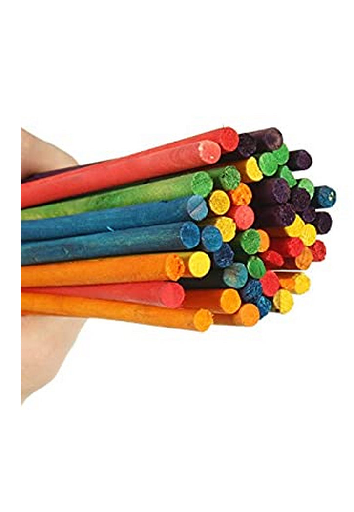 CRAFT WOODEN ROUND COLORED STICK 20PCS/PKT