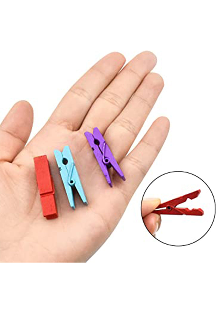 MINI WOODEN CLIPS 40PCS IN PVC BOX PRIMARY+COLOR