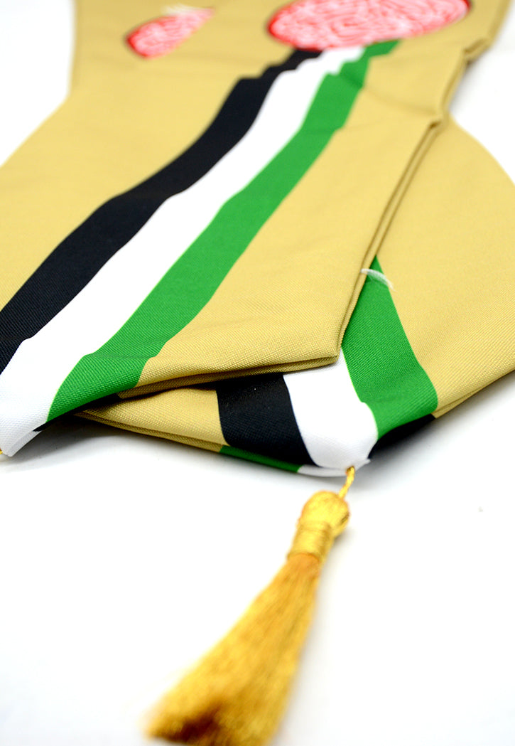 UAE COLLAR SHAPE SCARF KHAKI W/ GOLDEN TUSSEL