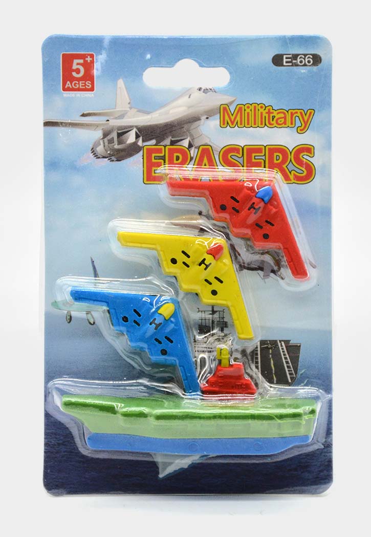 MILITARY ERASERS 4PCS BLISTER