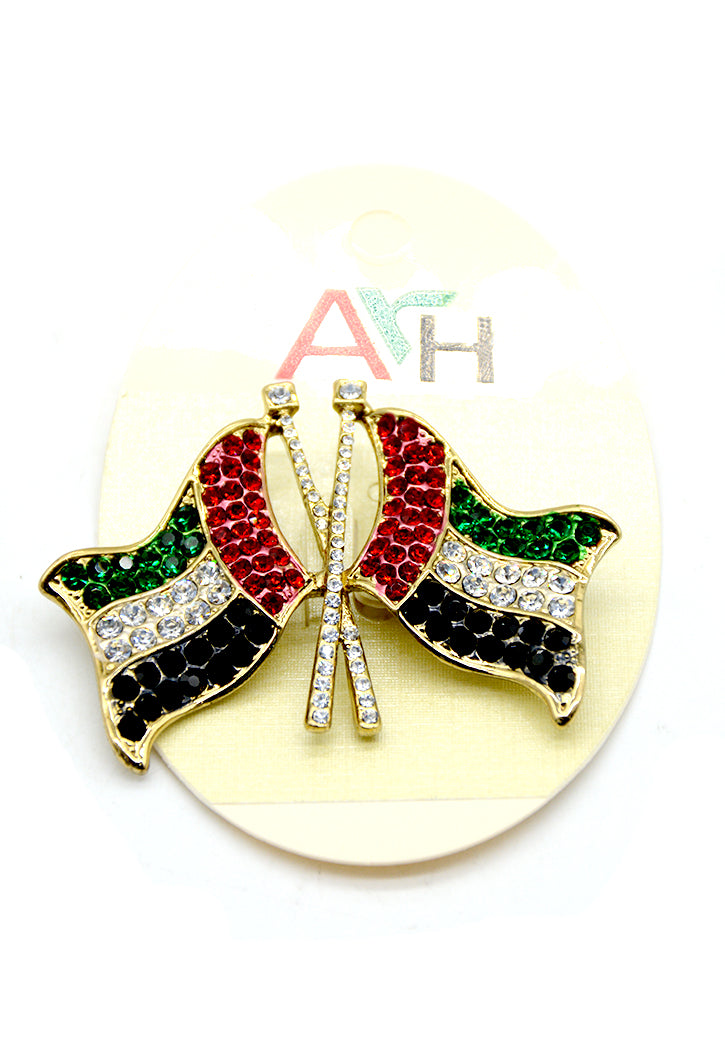 UAE BADGE PIN 2 FLAG W/STONE