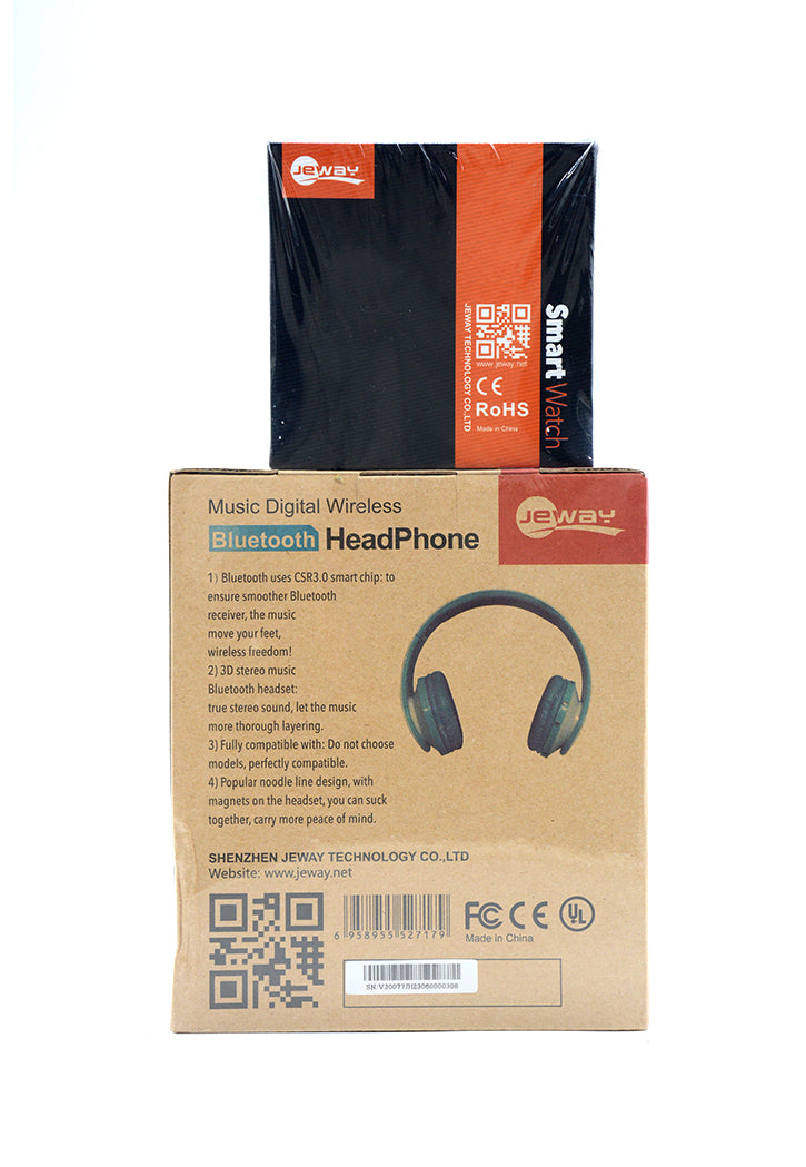 سماعة راس لا سلكية + ساعة ذكية