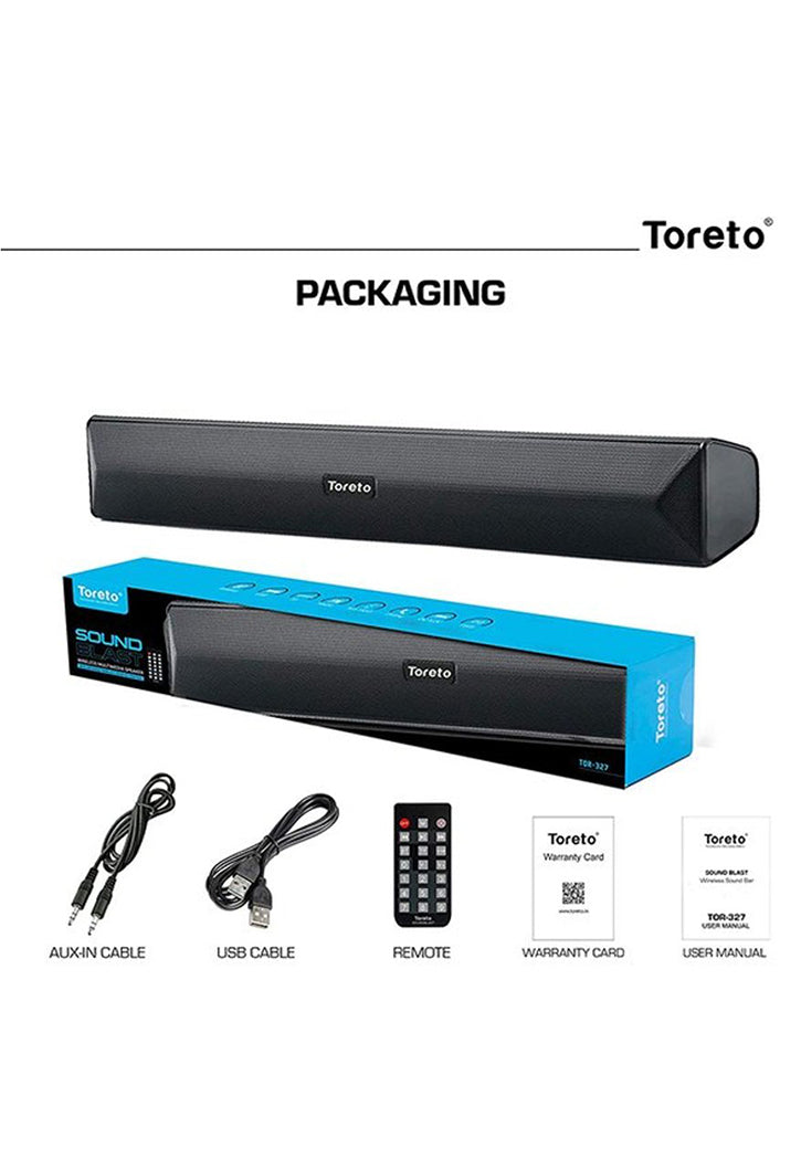 TORETO WIRELESS SOUNDBAR W/REMOTE SOUND BLAST TOR-327