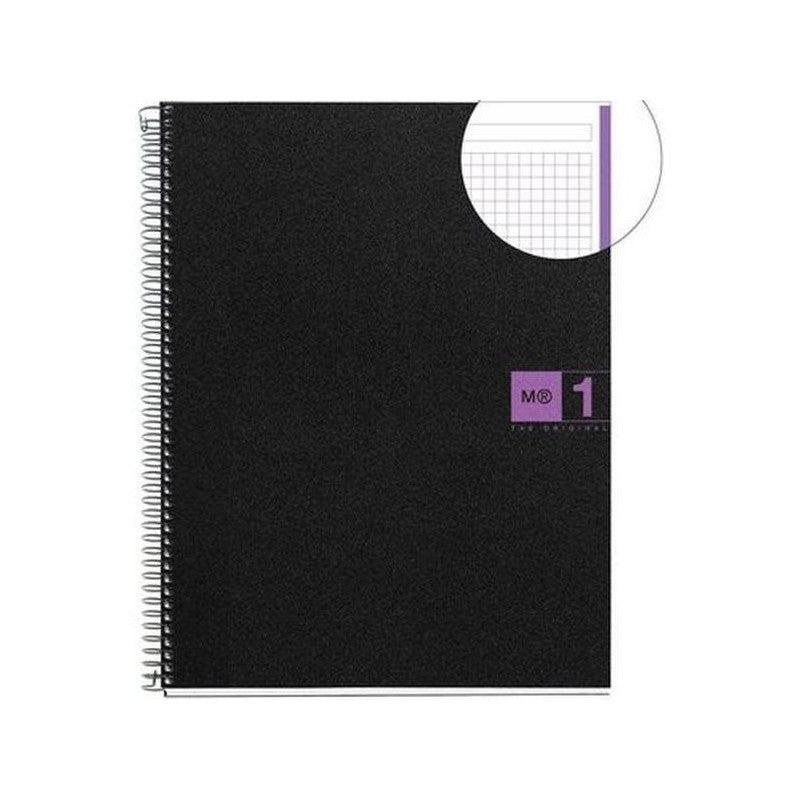 MIQUELRIUS MR-1 PP COVER SPIRAL A4 70G 80SHT 5MM SQUARE NOTEBOOK-BLACK/LILAC